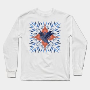 Hummingbird Flower and Leaves Design Long Sleeve T-Shirt